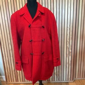 Vintage Berkray Red Wool Duffle Coat Womens Sz 40 Large Toggle Classic